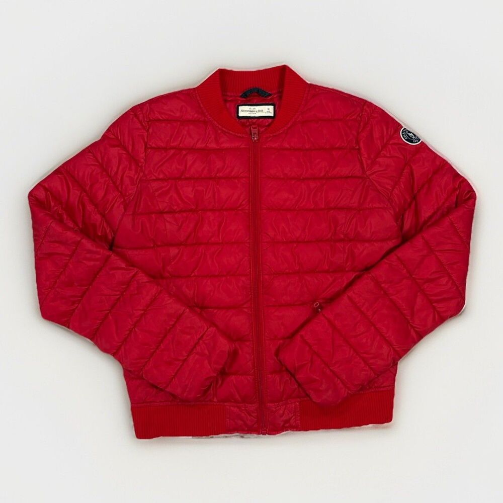 Abercrombie & Fitch Red Crop Lightweight Super Soft Puffer Jacket Juniors Medium